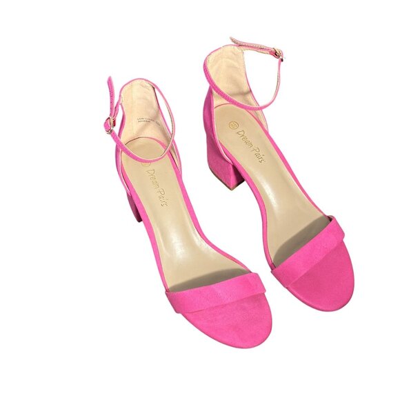 Dream Pairs Womens Pink Low-Chunk Heel Sandals With Ankle Strap Size 8.5 - Picture 1 of 5
